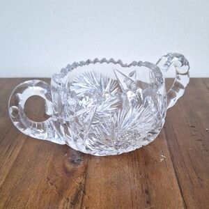 Vintage Pressed Glass Sugar Bowl – Starburst Pattern with Handles